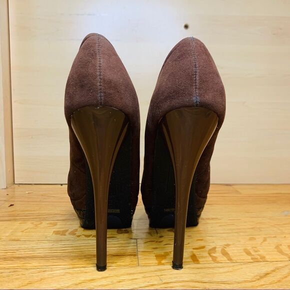 Fusion Brown Suede Platform Heels Size 7.5 - Picture 4 of 8